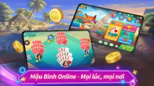 Bàn chơi game bài mậu binh trực tuyến – 13 lá bài được sắp xếp thành 3 hàng chiến thuật trước khi bước vào giai đoạn so bài